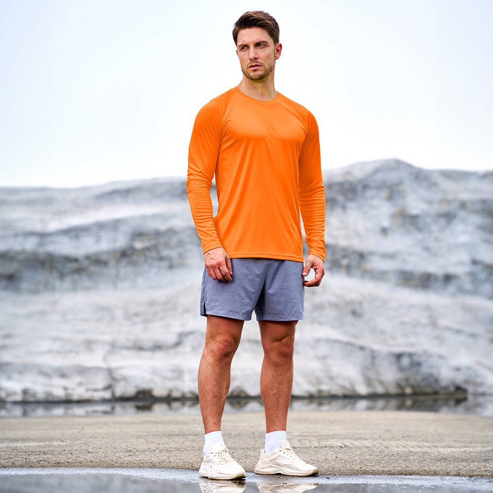 Orange Men's UPF 50+ Quick Dry Shirt - Sun Protection for Hiking - MAGCOMSEN #Color_Orange