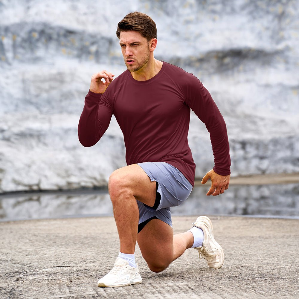 Wine Men's UPF 50+ Quick Dry Shirt - Sun Protection for Hiking - MAGCOMSEN #Color_Wine