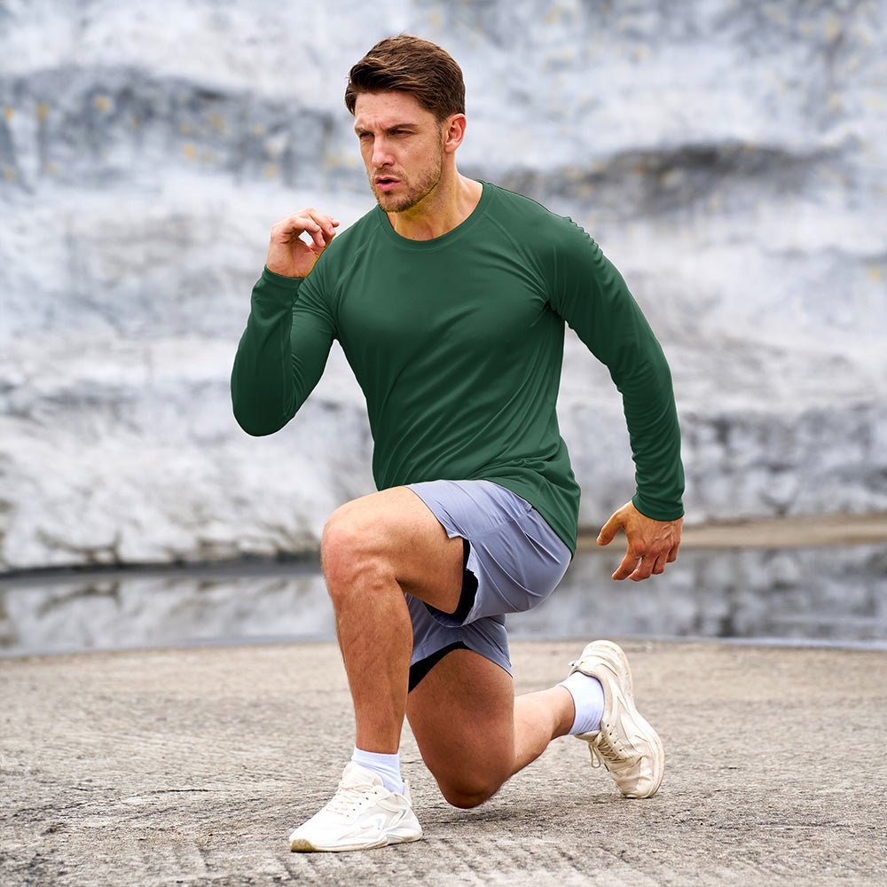 Dark Green Men's UPF 50+ Quick Dry Shirt - Sun Protection for Hiking - MAGCOMSEN #Color_Dark Green
