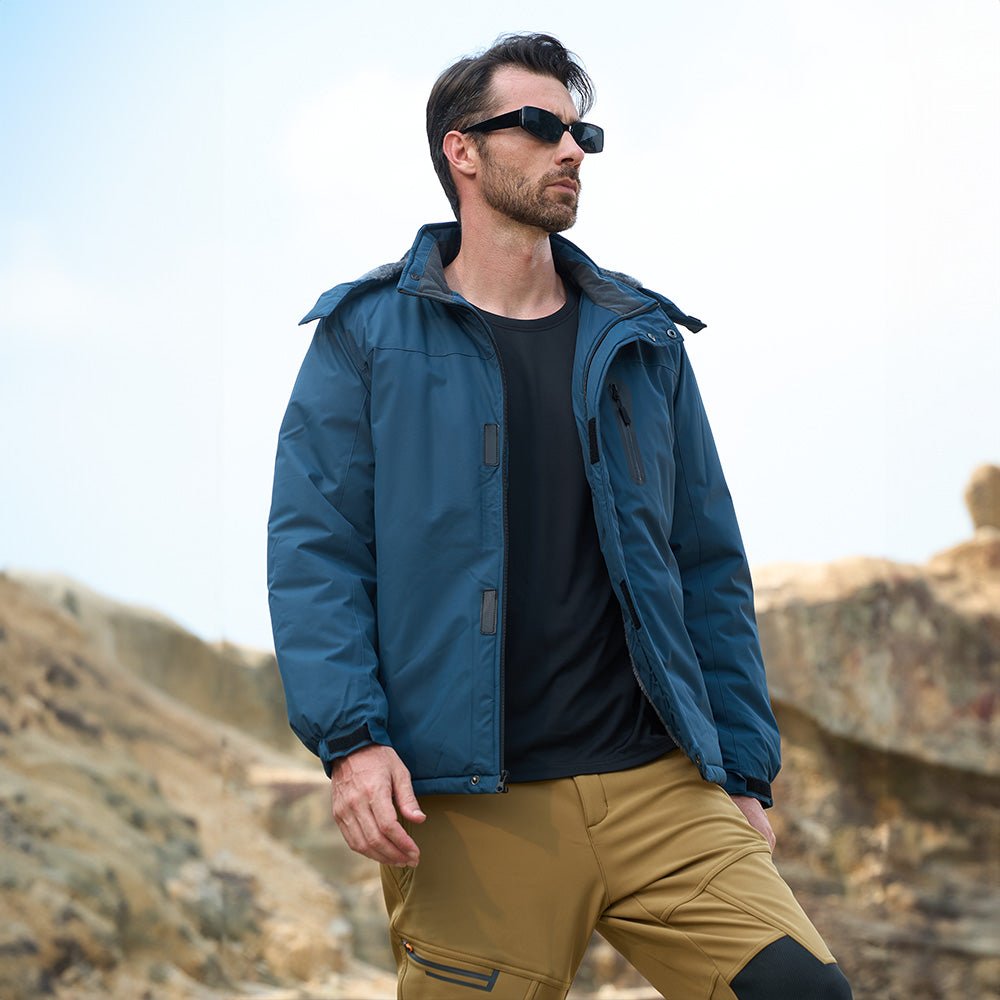 Sapphire Blue Men's Winter Coat, Water - Resistant Ski & Snow Jacket with Hood - MAGCOMSEN