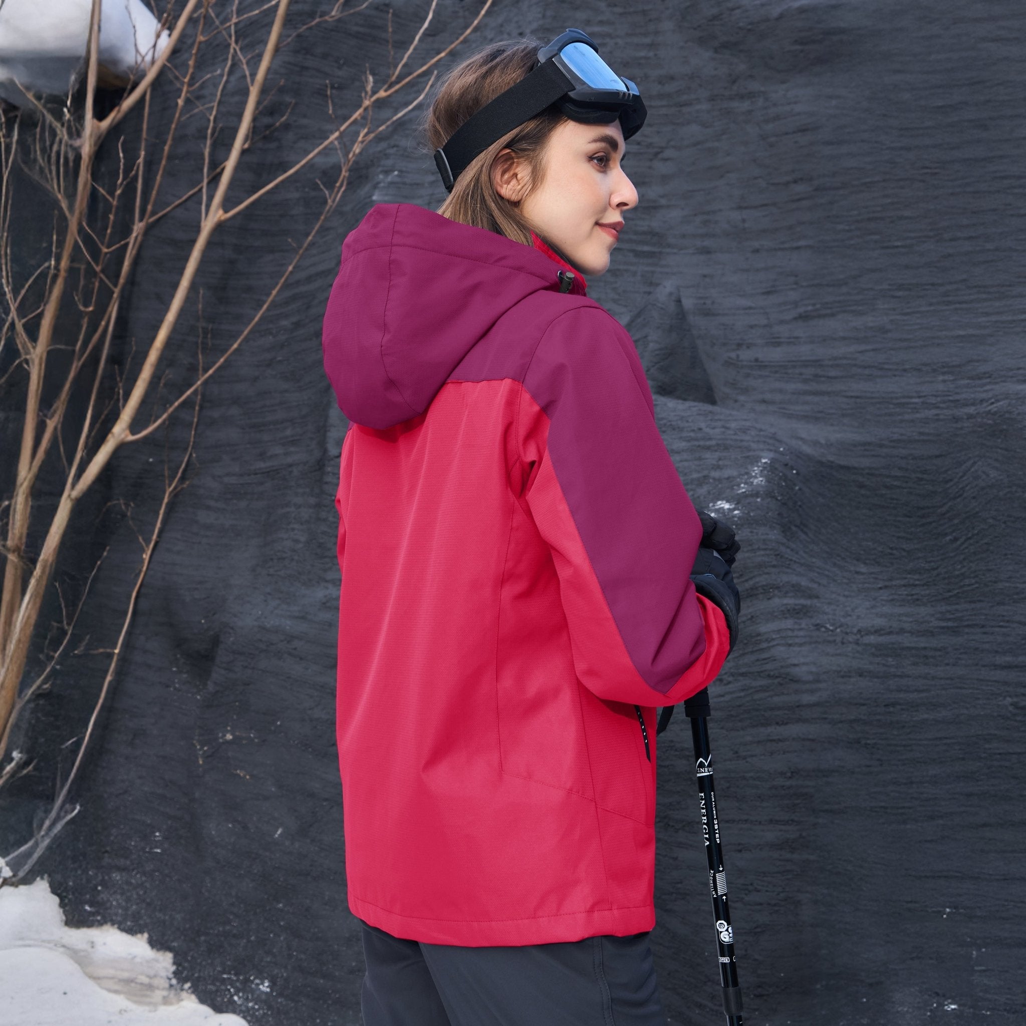 Rose Pink Women's 3 - in - 1 Waterproof Ski Jacket with Fleece Liner - MAGCOMSEN