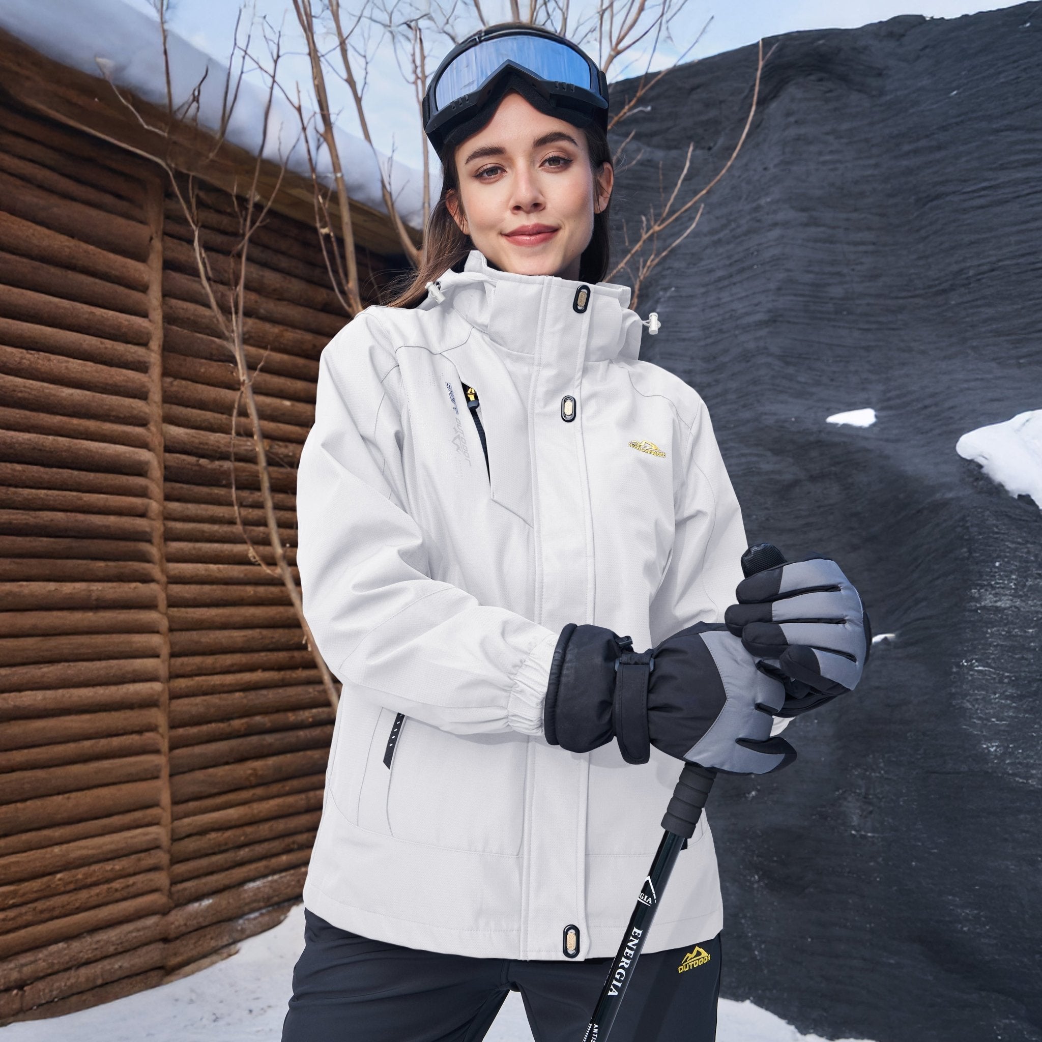 White Women's 3 - in - 1 Waterproof Ski Jacket with Fleece Liner - MAGCOMSEN