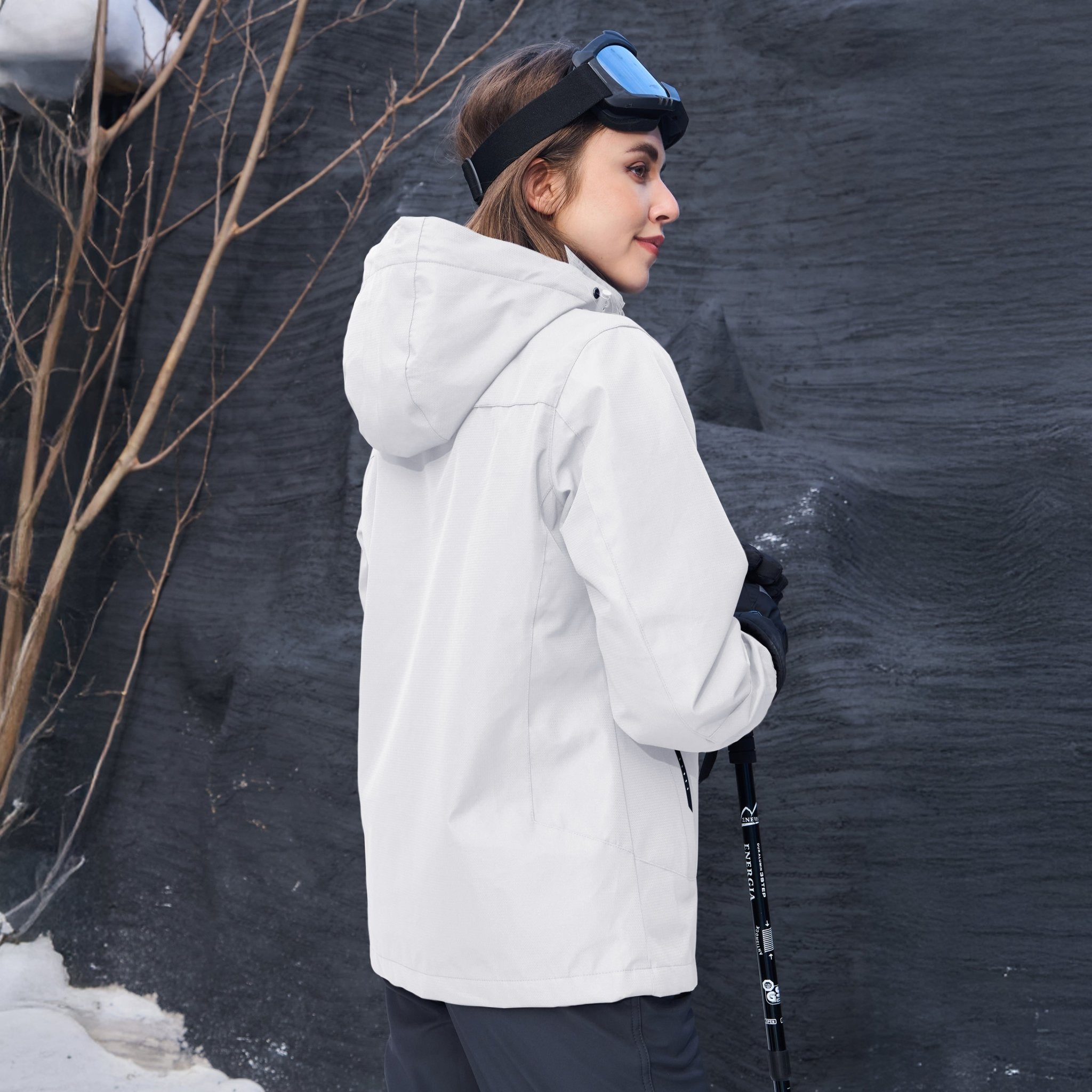 White Women's 3 - in - 1 Waterproof Ski Jacket with Fleece Liner - MAGCOMSEN