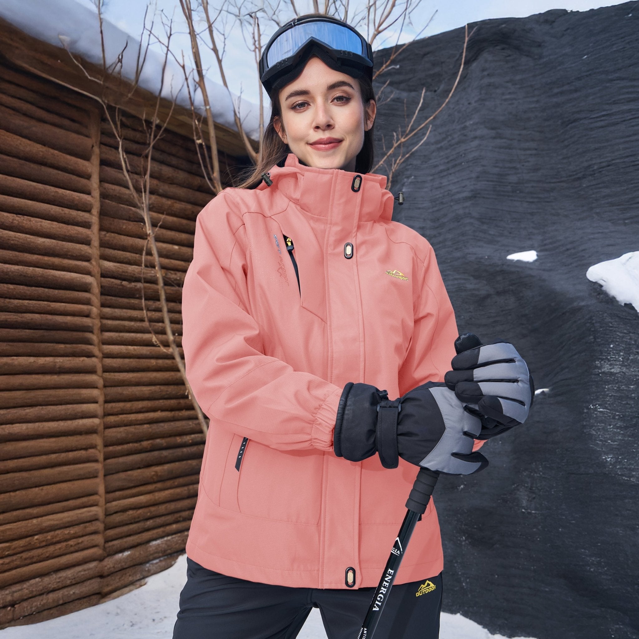 Pink Women's 3 - in - 1 Waterproof Ski Jacket with Fleece Liner - MAGCOMSEN