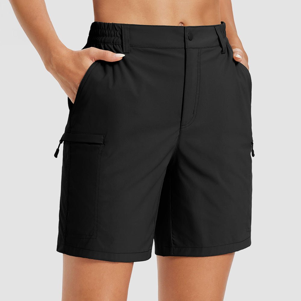 Women's 7 Inseam Quick Dry Hiking Cargo Shorts Black by MAGCOMSEN