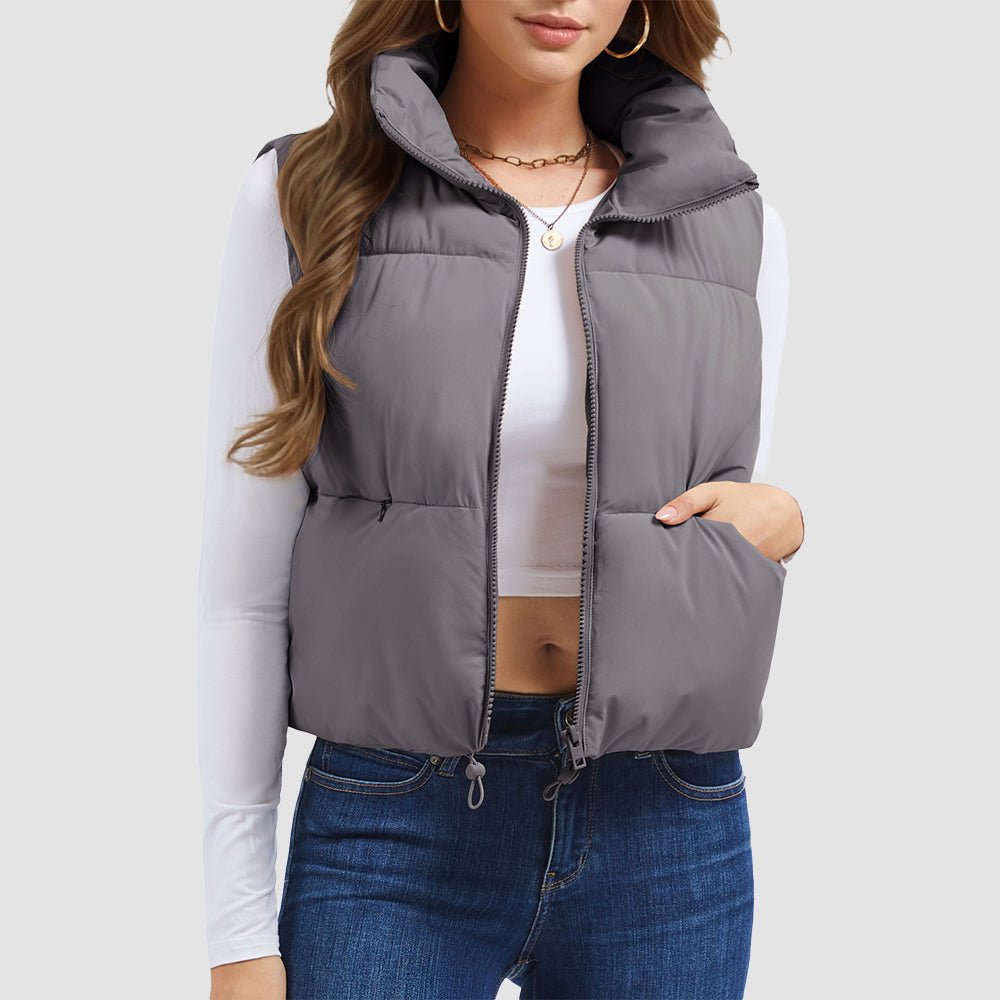 Women's Cropped Puffer Vest Lightweight Winter Outerwear - MAGCOMSEN