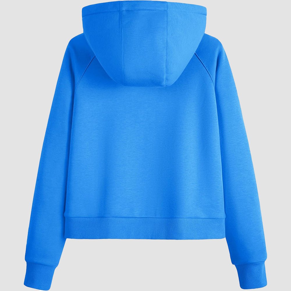 Ice Blue Women's Fleece Hoodie - Half Zip & Kangaroo Pocket - MAGCOMSEN