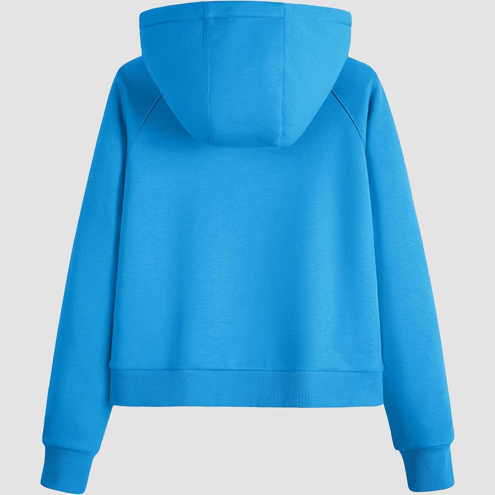 Bright Blue Women's Fleece Hoodie - Half Zip & Kangaroo Pocket - MAGCOMSEN