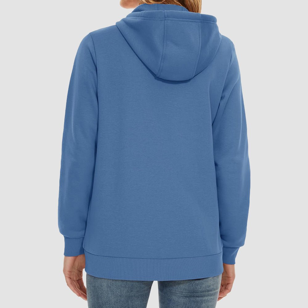 Grey Blue Women's Fleece Jacket - Full Zip, Hood & Pockets - MAGCOMSEN