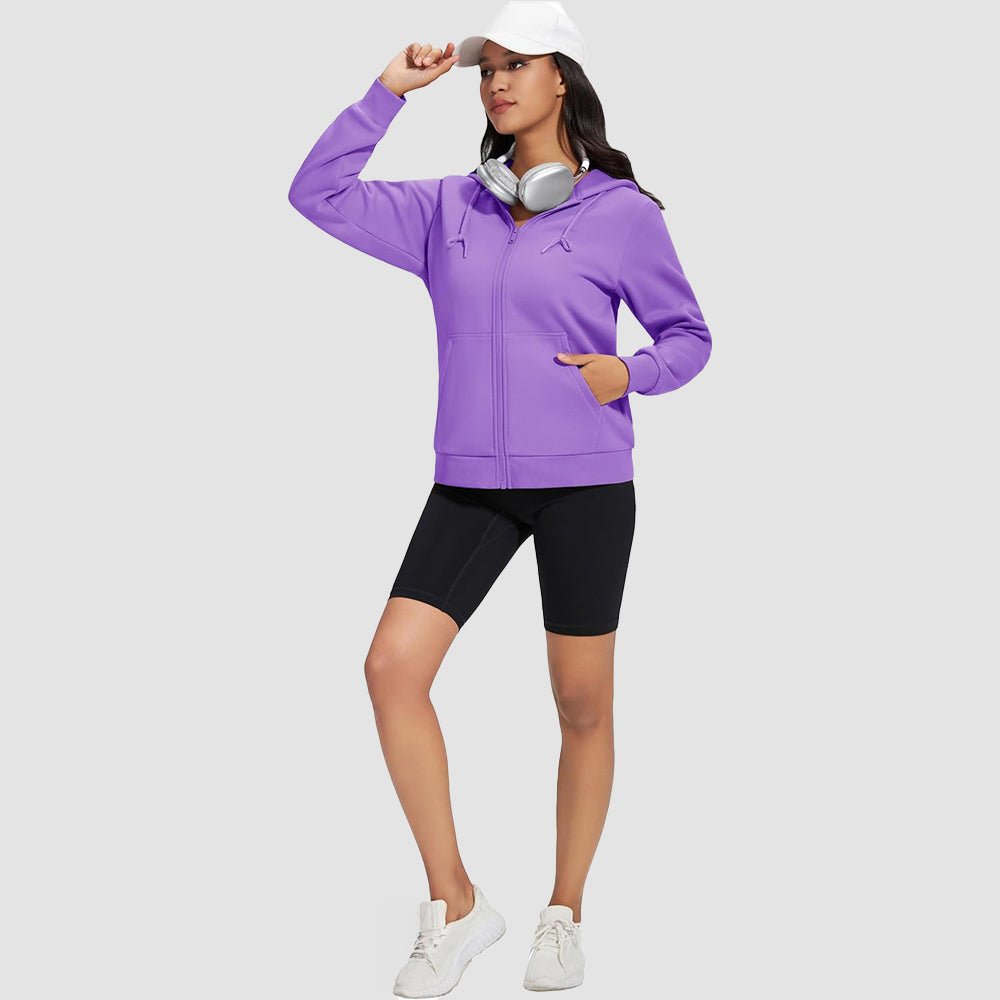 Light Purple Women's Fleece Jacket - Full Zip, Hood & Pockets - MAGCOMSEN