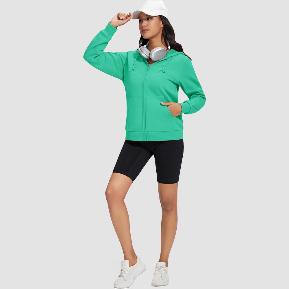 Mint Women's Fleece Jacket - Full Zip, Hood & Pockets - MAGCOMSEN