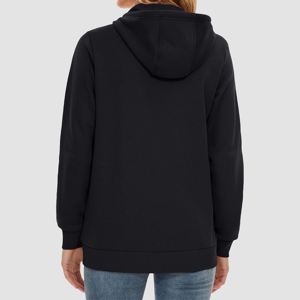 Black Women's Fleece Jacket - Full Zip, Hood & Pockets - MAGCOMSEN