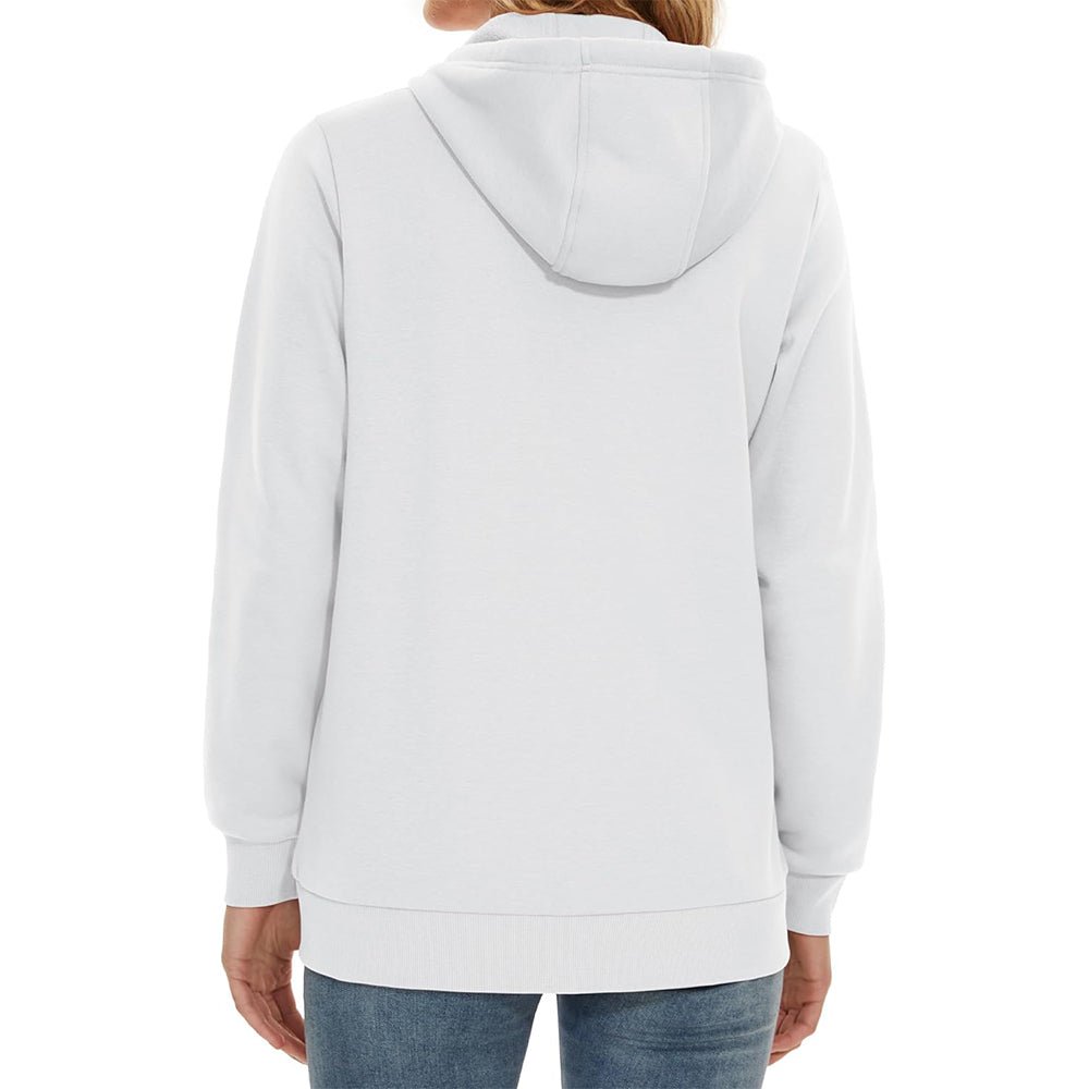 White Women's Fleece Jacket - Full Zip, Hood & Pockets - MAGCOMSEN