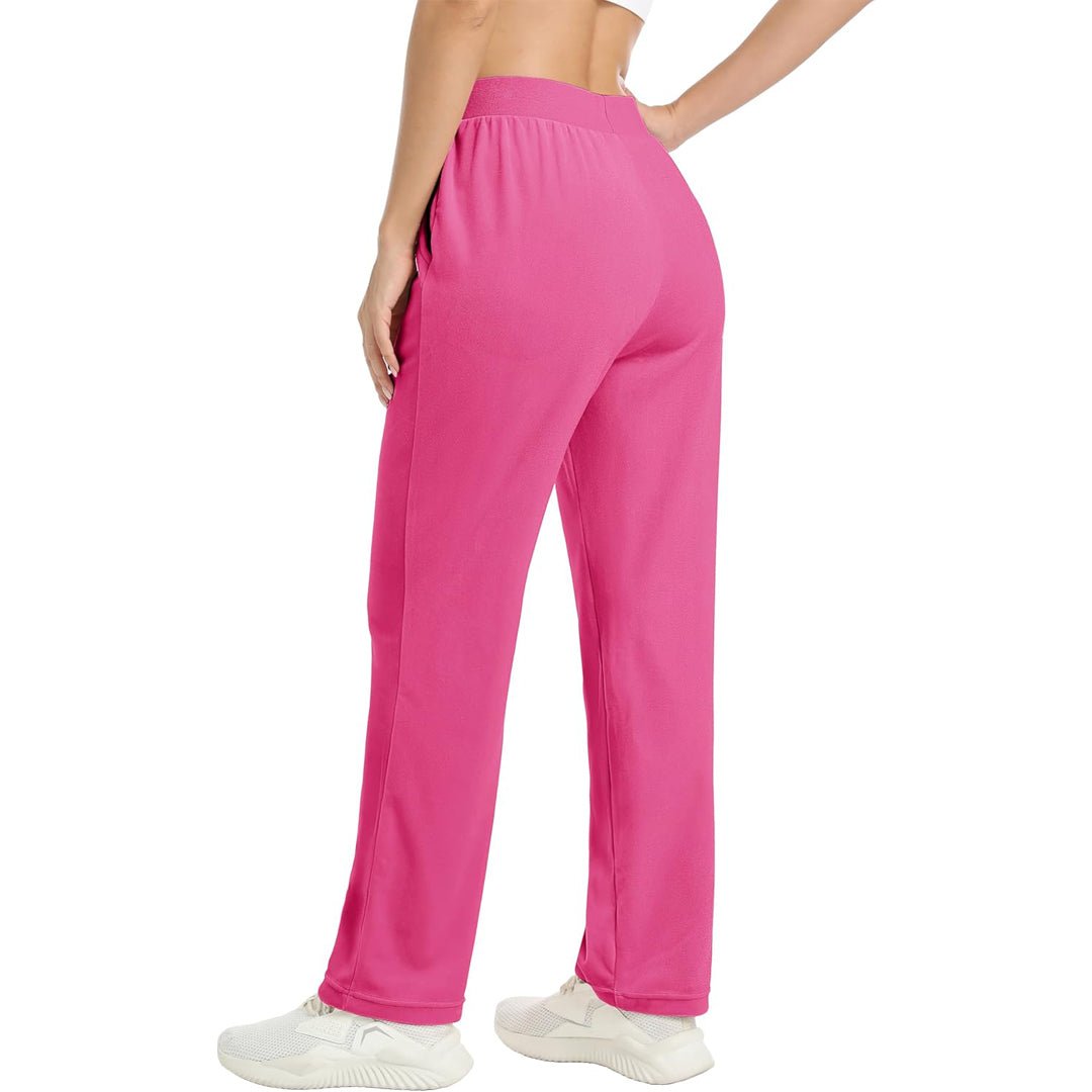 Rose Red Women's Fleece Jogger Pants - Comfy Lounge & Yoga Sweatpants - MAGCOMSEN