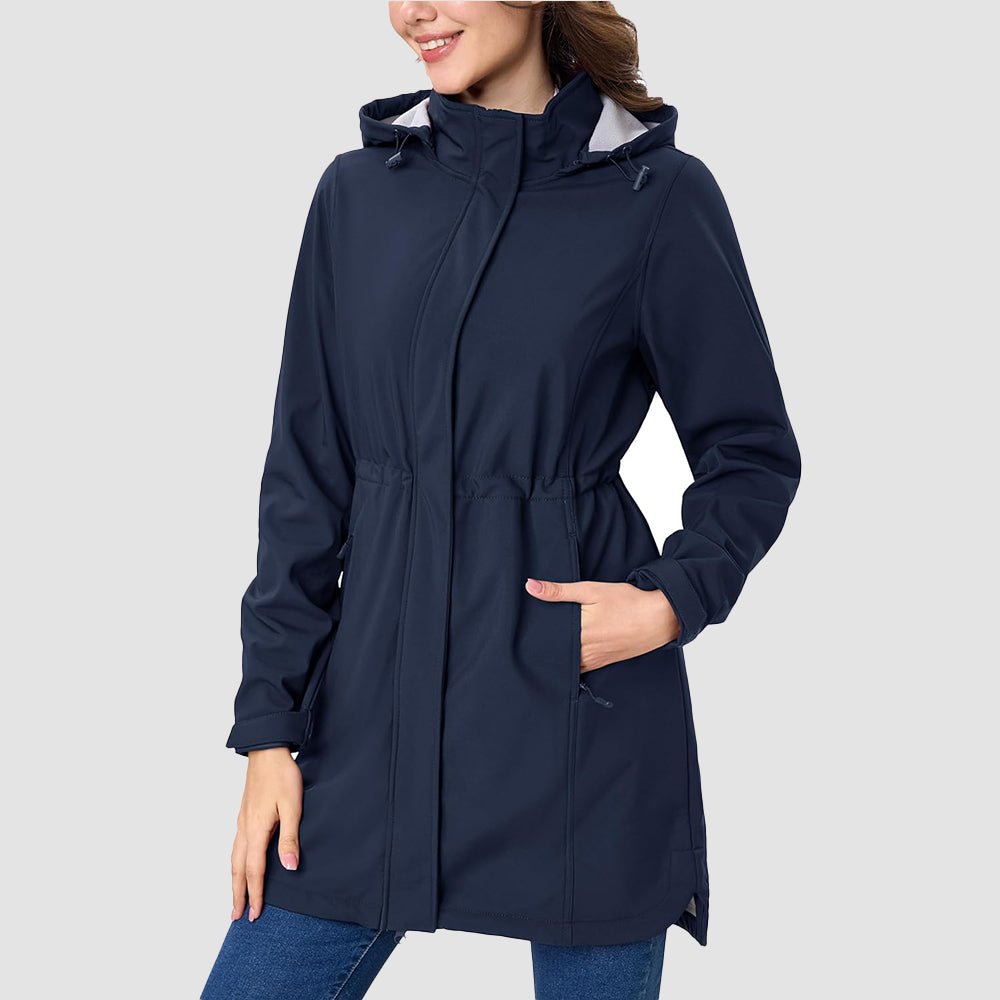 Navy Women's Fleece Lined Jacket Hooded Warm Winter Coat - MAGCOMSEN
