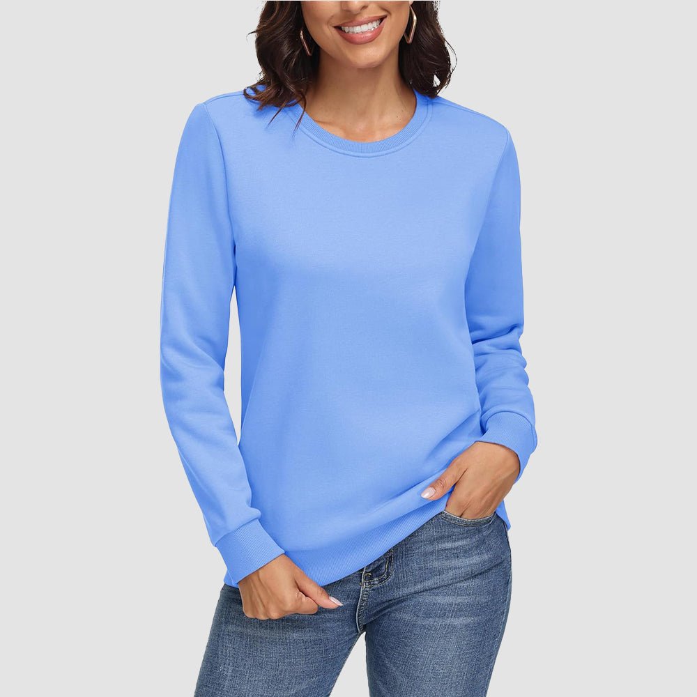 Light Blue Women's Fleece Sweatshirt - Crewneck & Long Sleeve - MAGCOMSEN