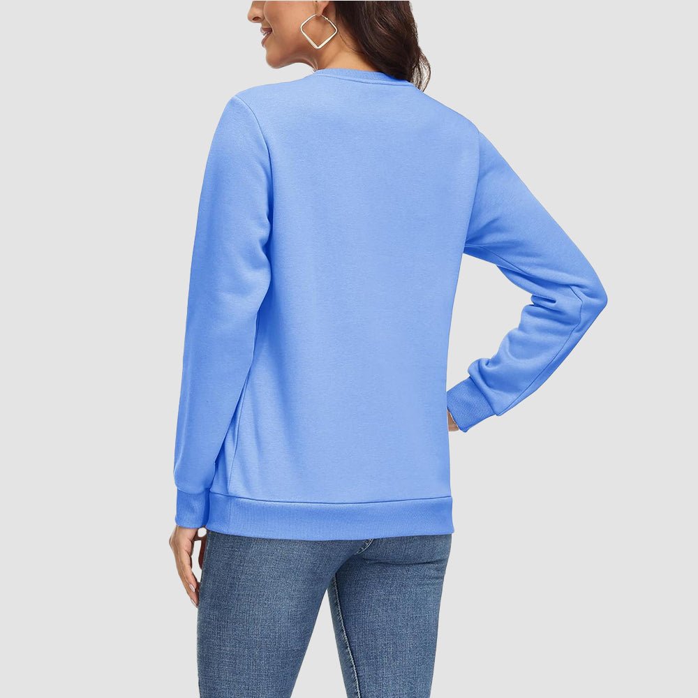 Light Blue Women's Fleece Sweatshirt - Crewneck & Long Sleeve - MAGCOMSEN