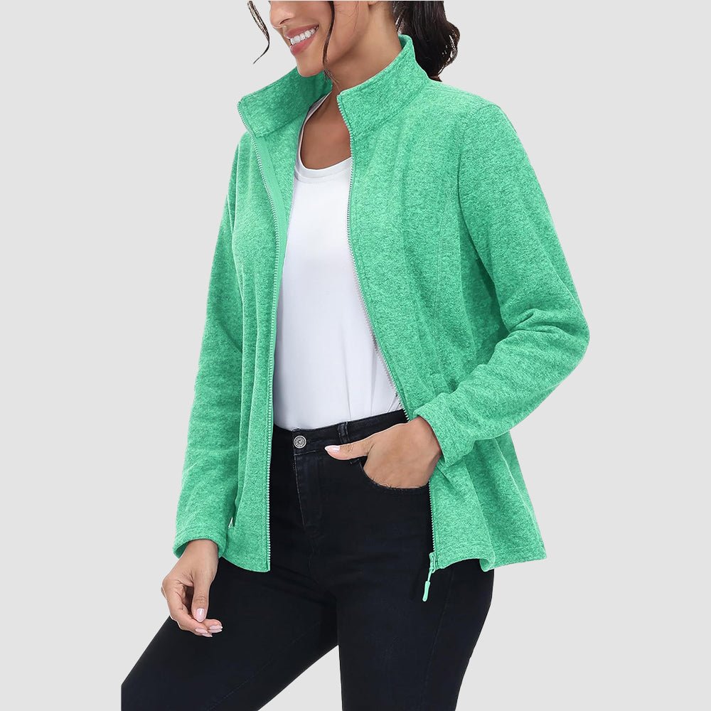 Mint Women's Full Zip Fleece Jacket - Zip Pockets, Warm - MAGCOMSEN