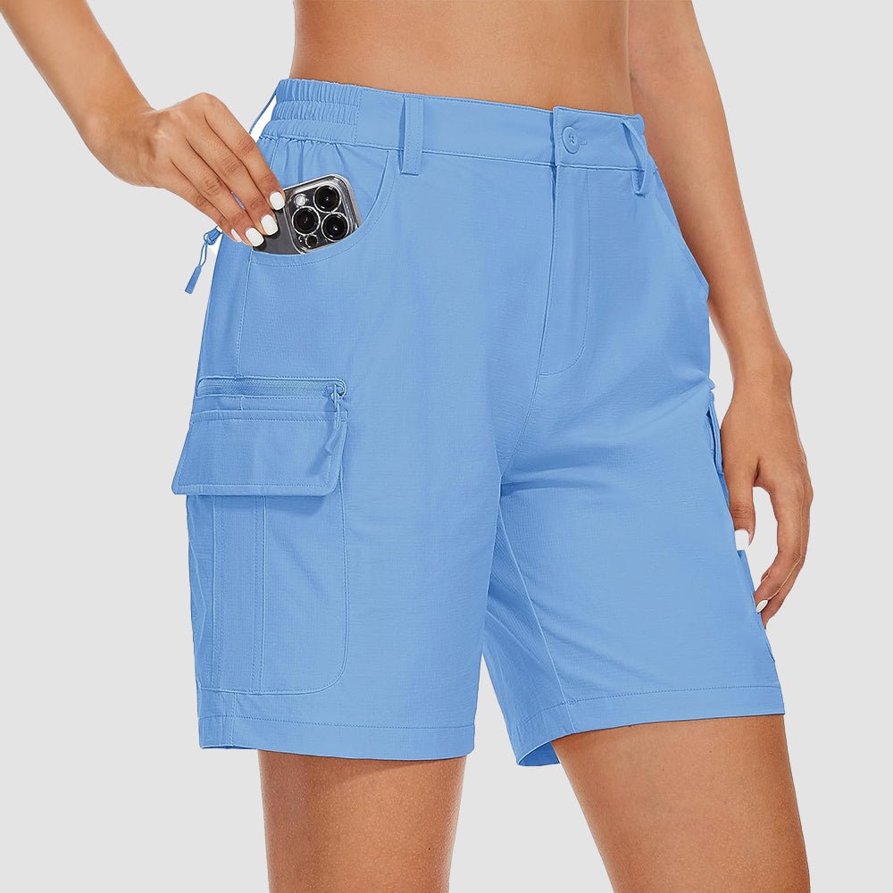 sky blue Women's Golf Shorts, Quick - Dry & Water - Resistant with 6 Pockets - MAGCOMSEN