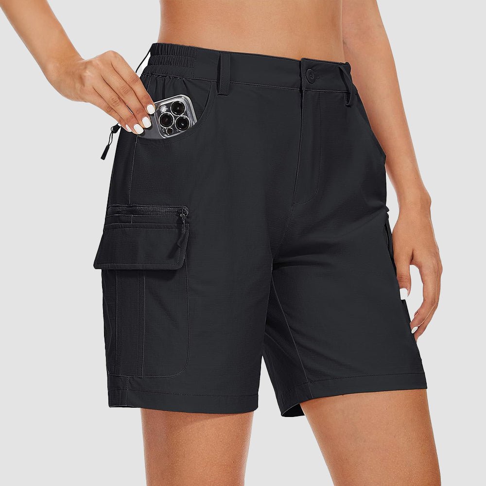 black Women's Golf Shorts, Quick - Dry & Water - Resistant with 6 Pockets - MAGCOMSEN