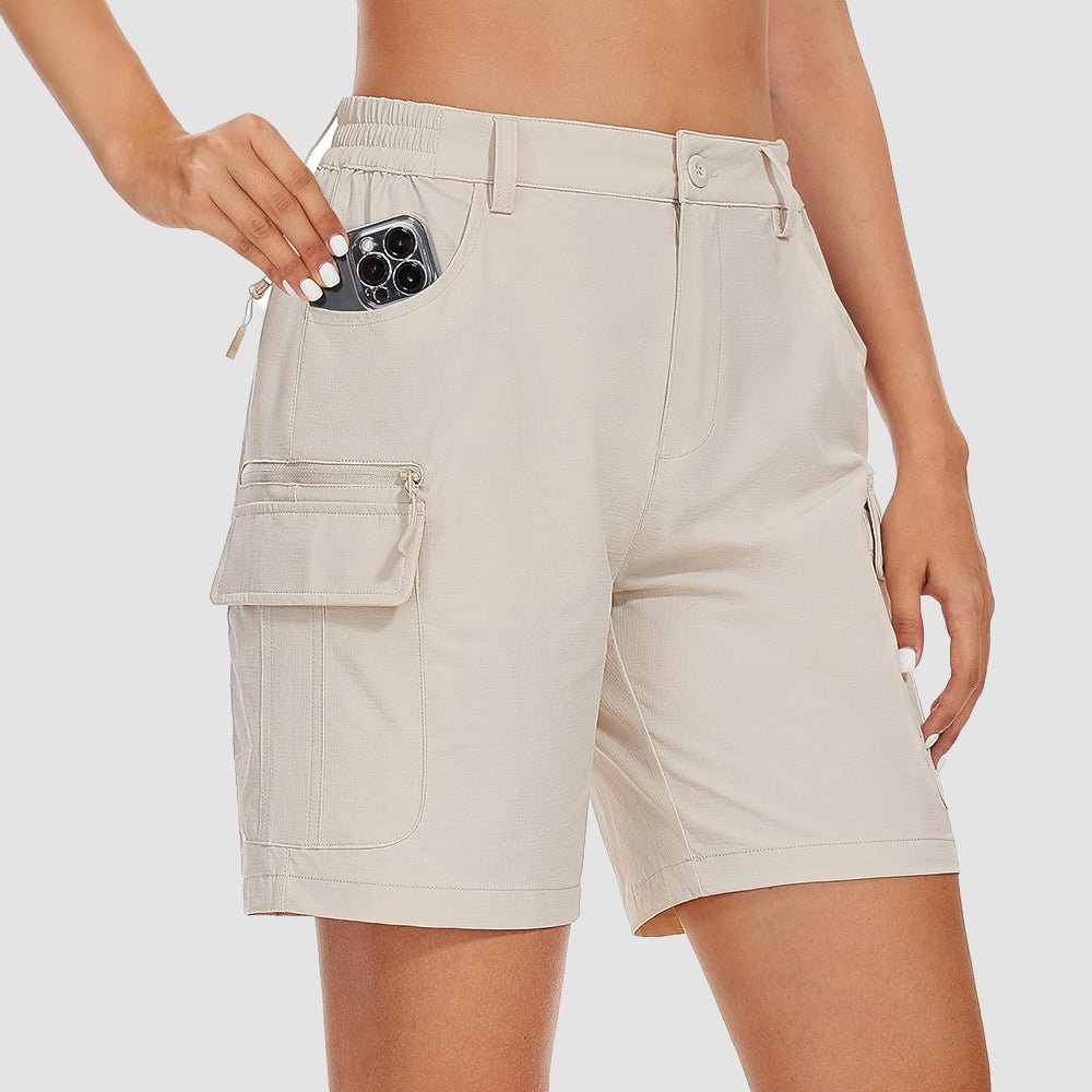 Light khaki Women's Golf Shorts, Quick - Dry & Water - Resistant with 6 Pockets - MAGCOMSEN