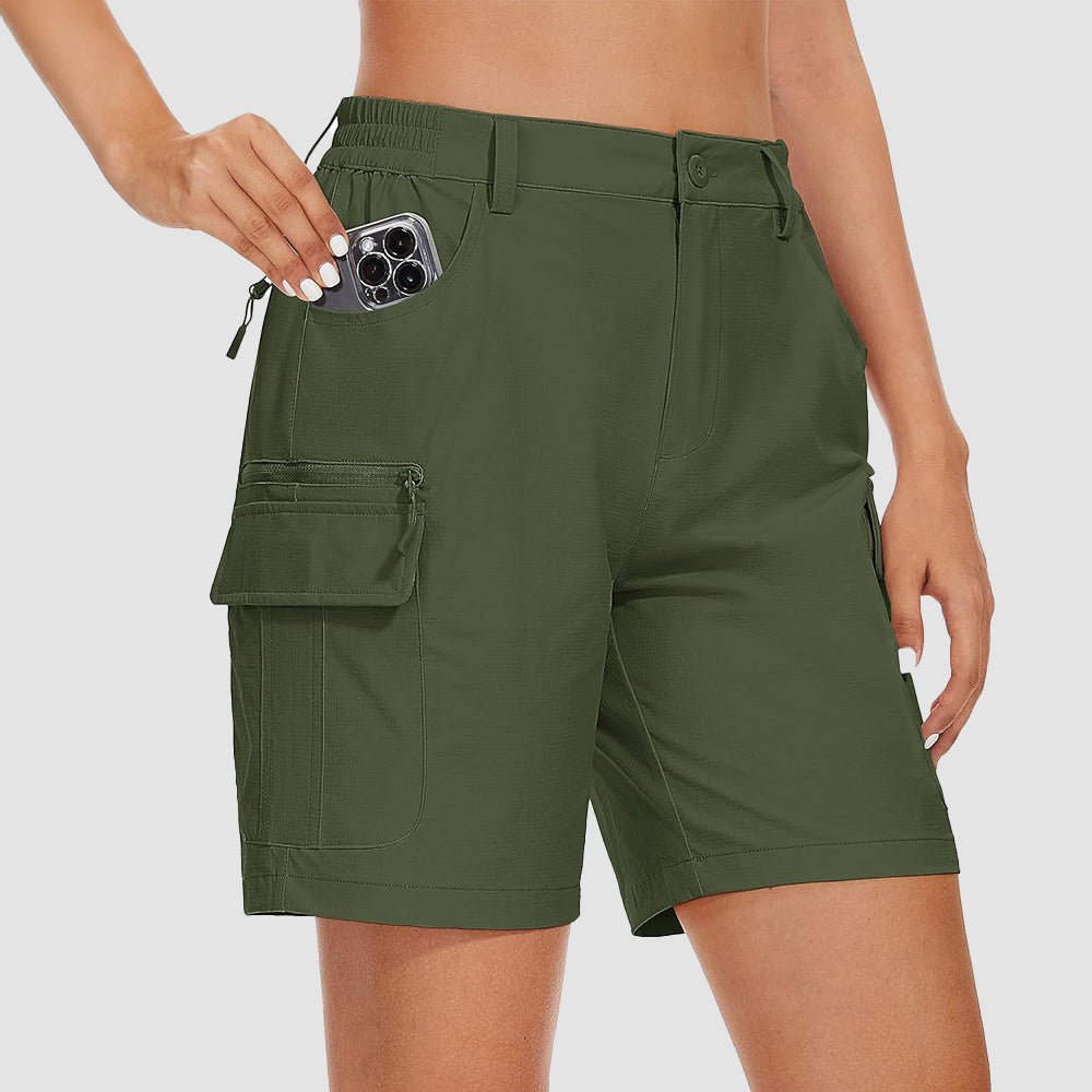 Army green Women's Golf Shorts, Quick - Dry & Water - Resistant with 6 Pockets - MAGCOMSEN