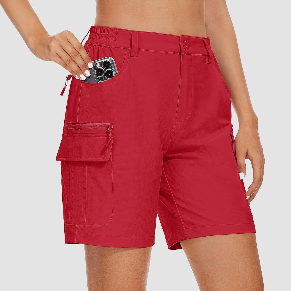 dark red Women's Golf Shorts, Quick - Dry & Water - Resistant with 6 Pockets - MAGCOMSEN