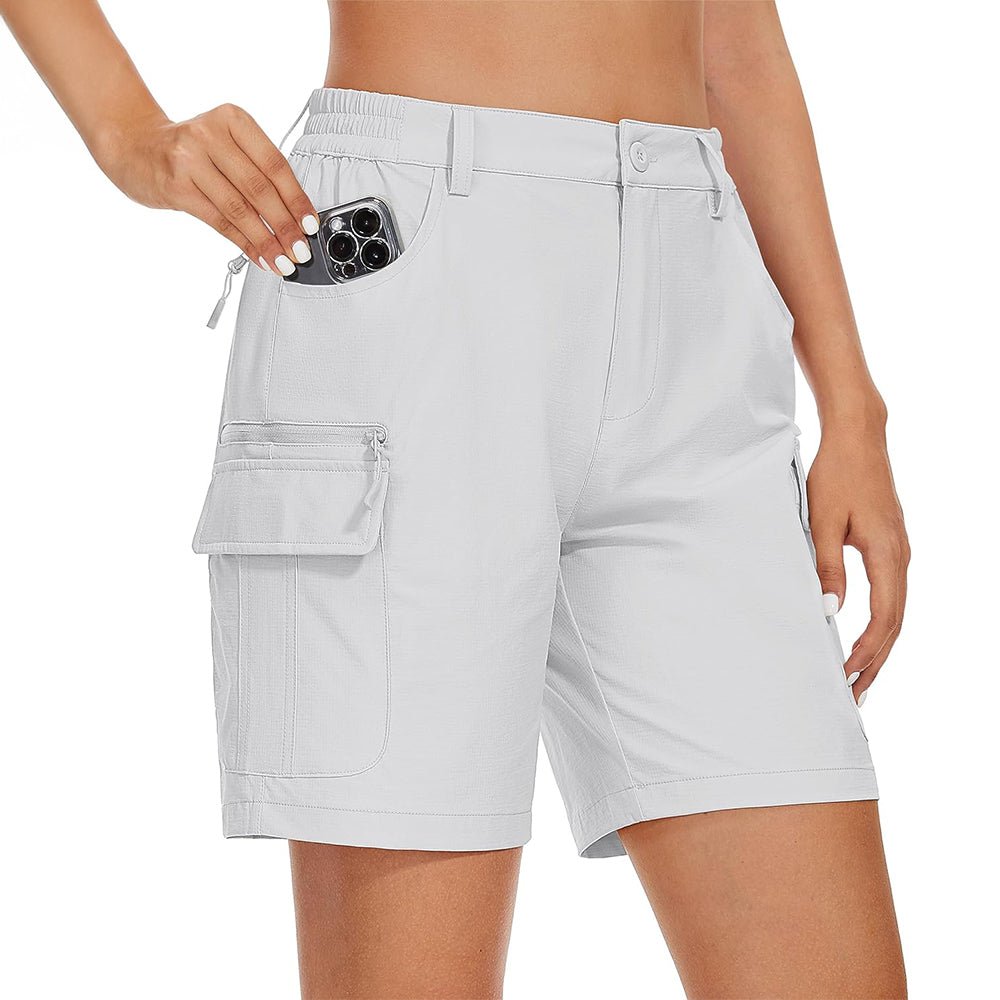 white Women's Golf Shorts, Quick - Dry & Water - Resistant with 6 Pockets - MAGCOMSEN