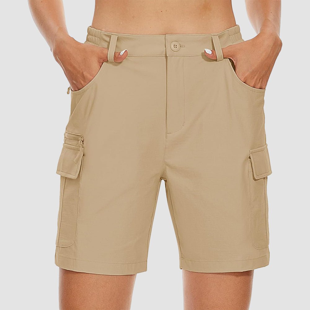 khaki Women's Golf Shorts, Quick - Dry & Water - Resistant with 6 Pockets - MAGCOMSEN