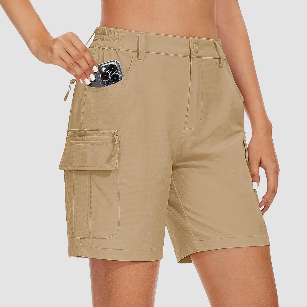 khaki Women's Golf Shorts, Quick - Dry & Water - Resistant with 6 Pockets - MAGCOMSEN