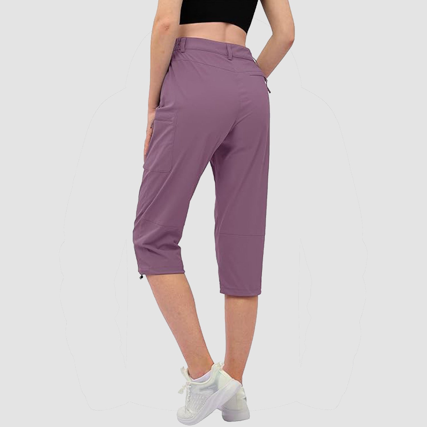Women's Lightweight Water-Resistant Hiking Capris with 5 Pockets Light Grey by MAGCOMSEN #Color_Lotus Pink
