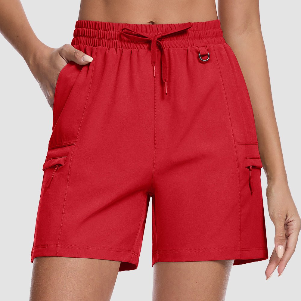 Red Women's Hiking Cargo Shorts UPF 50+ Quick Dry Golf Shorts - MAGCOMSEN