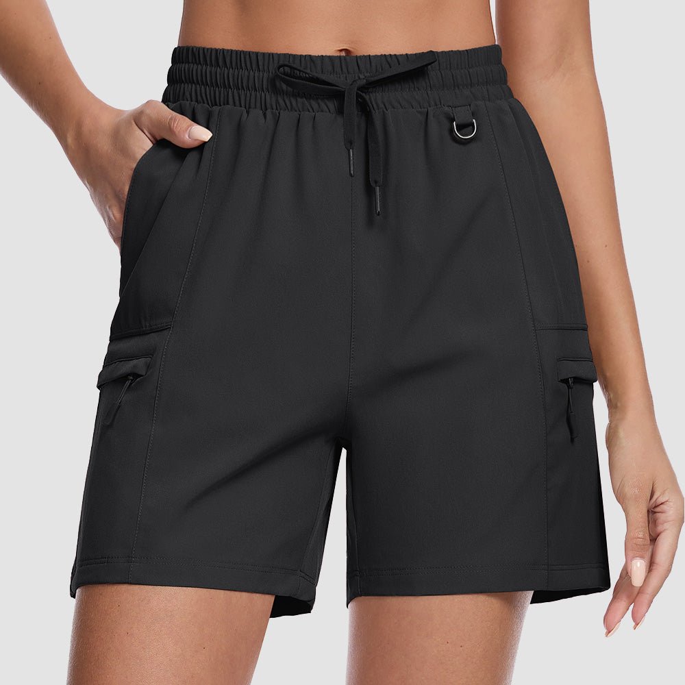 Black Women's Hiking Cargo Shorts UPF 50+ Quick Dry Golf Shorts - MAGCOMSEN