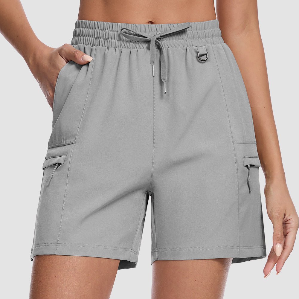 Light Grey Women's Hiking Cargo Shorts UPF 50+ Quick Dry Golf Shorts - MAGCOMSEN
