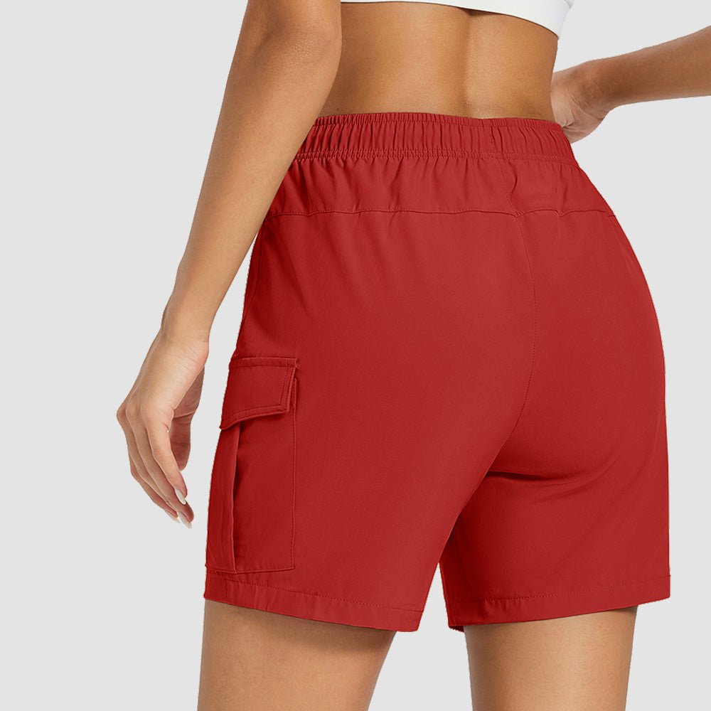 Red Women's Hiking Cargo Shorts UPF 50+ Quick Dry Golf Shorts with Zipper Pockets - MAGCOMSEN