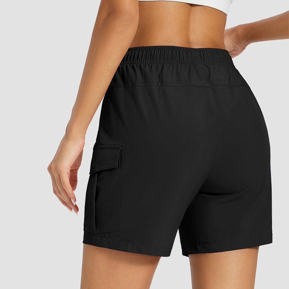 Black Women's Hiking Cargo Shorts UPF 50+ Quick Dry Golf Shorts with Zipper Pockets - MAGCOMSEN