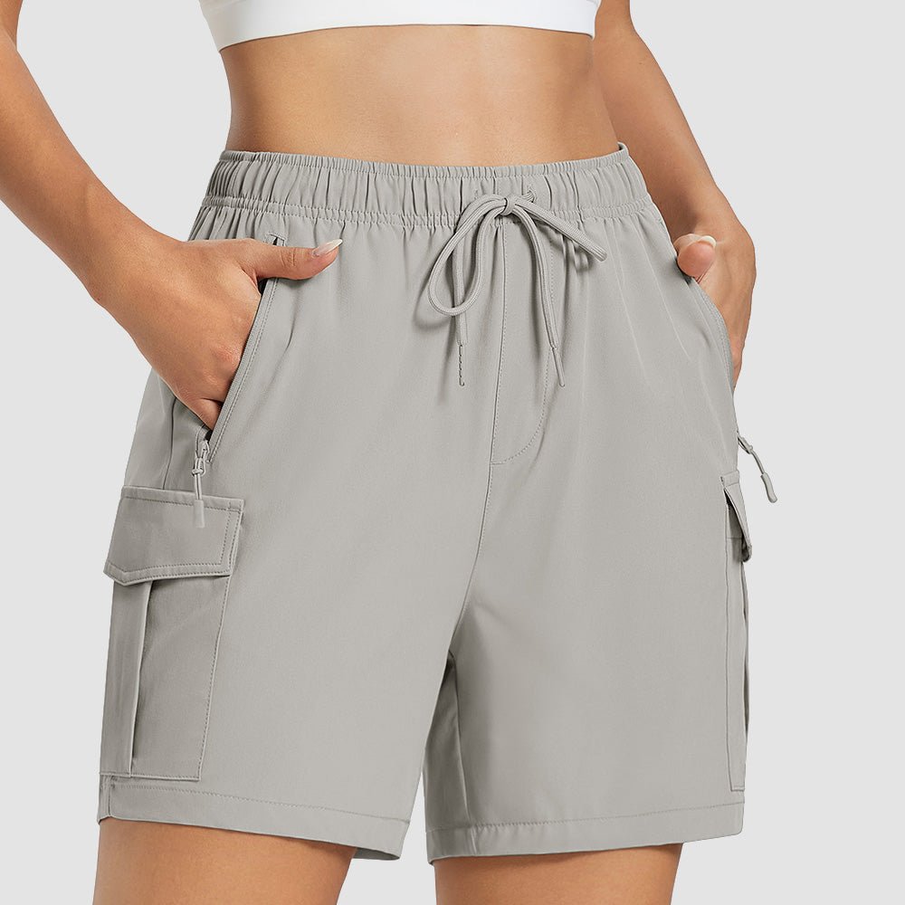 Light Gray Women's Hiking Cargo Shorts UPF 50+ Quick Dry Golf Shorts with Zipper Pockets - MAGCOMSEN