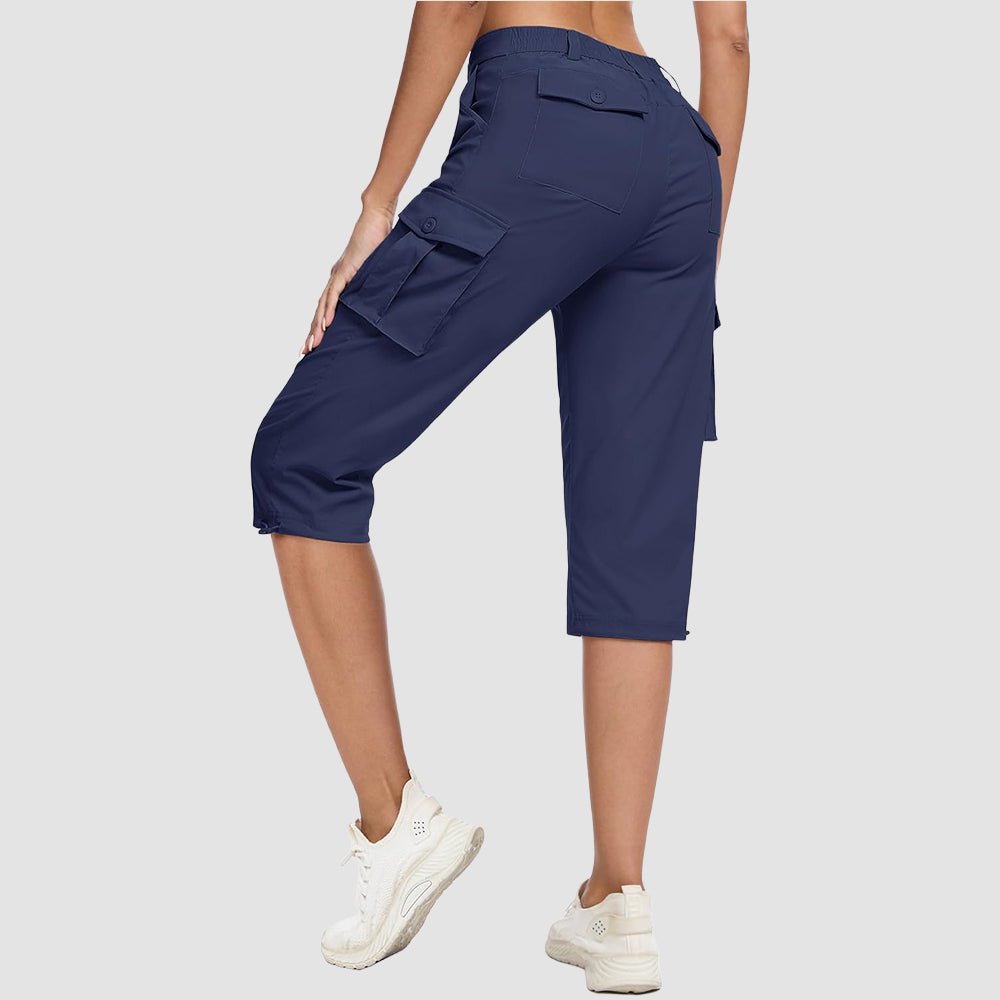 Navy Women's Lightweight Cargo Capris with 6 Pockets - MAGCOMSEN