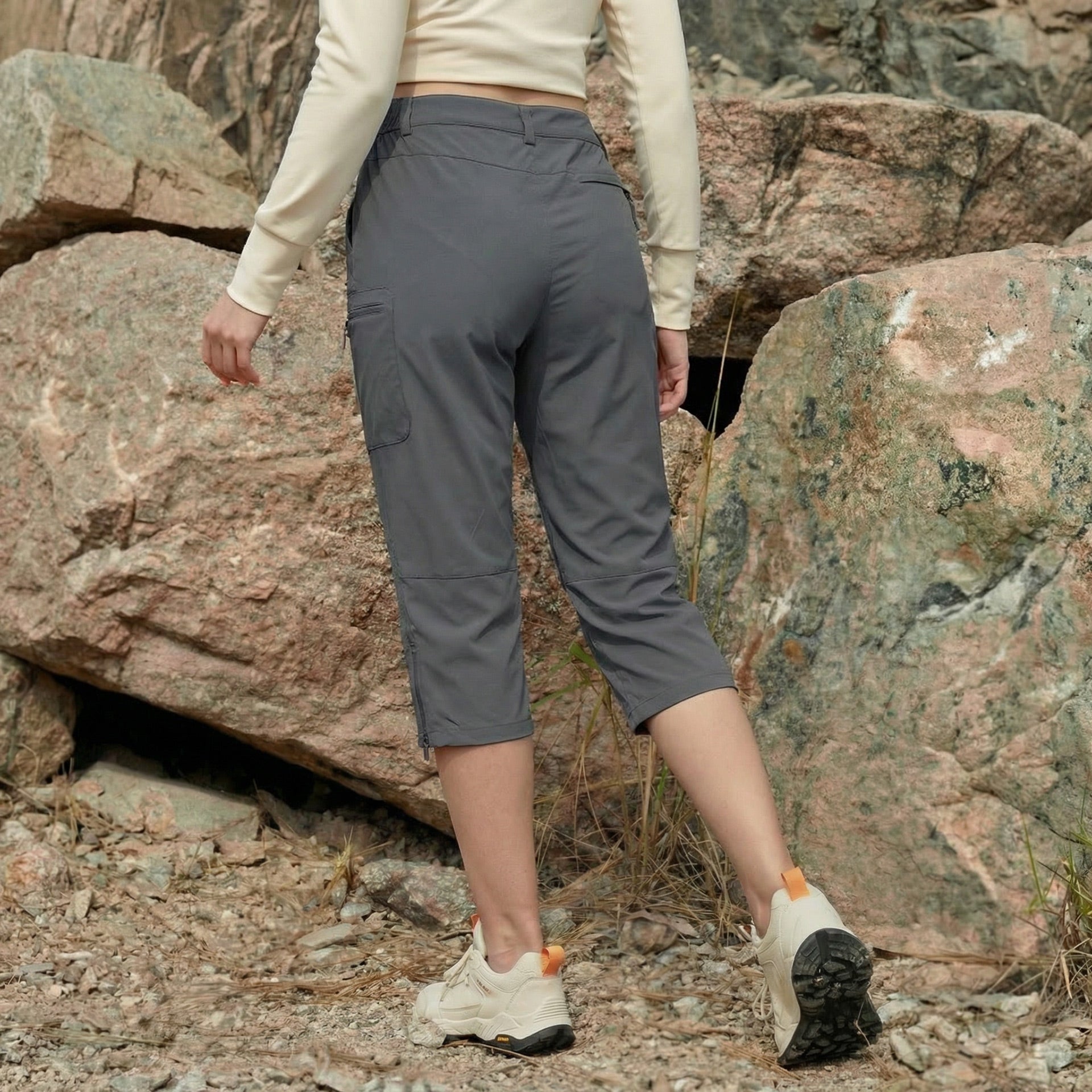 Women's Lightweight Water - Resistant Hiking Capris with 5 Pockets Dark Grey by MAGCOMSEN