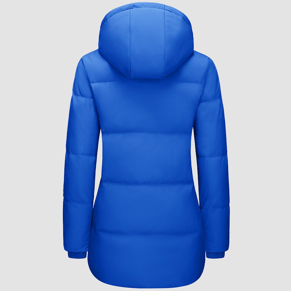 Royal Blue Women's Long Down Parka Waterproof Hooded Winter Puffer Coat - MAGCOMSEN