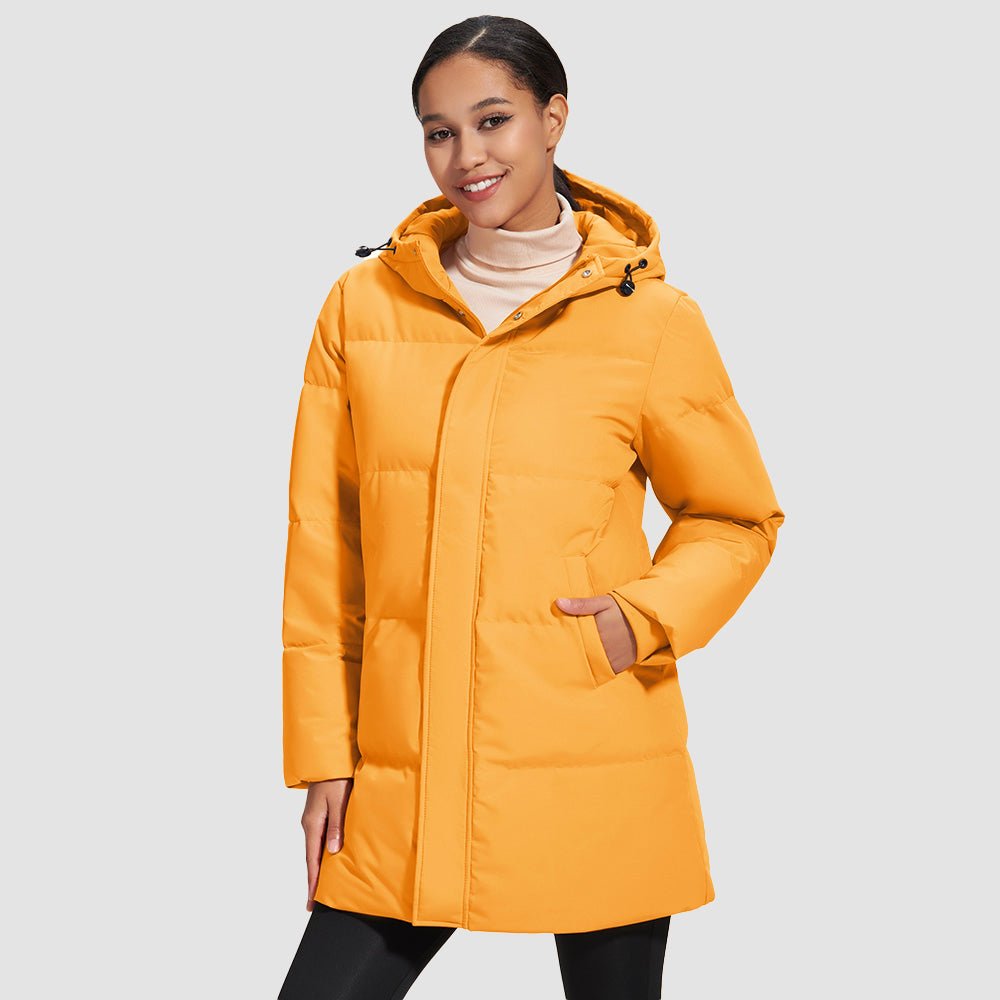 Turmeric Women's Long Down Parka Waterproof Hooded Winter Puffer Coat - MAGCOMSEN
