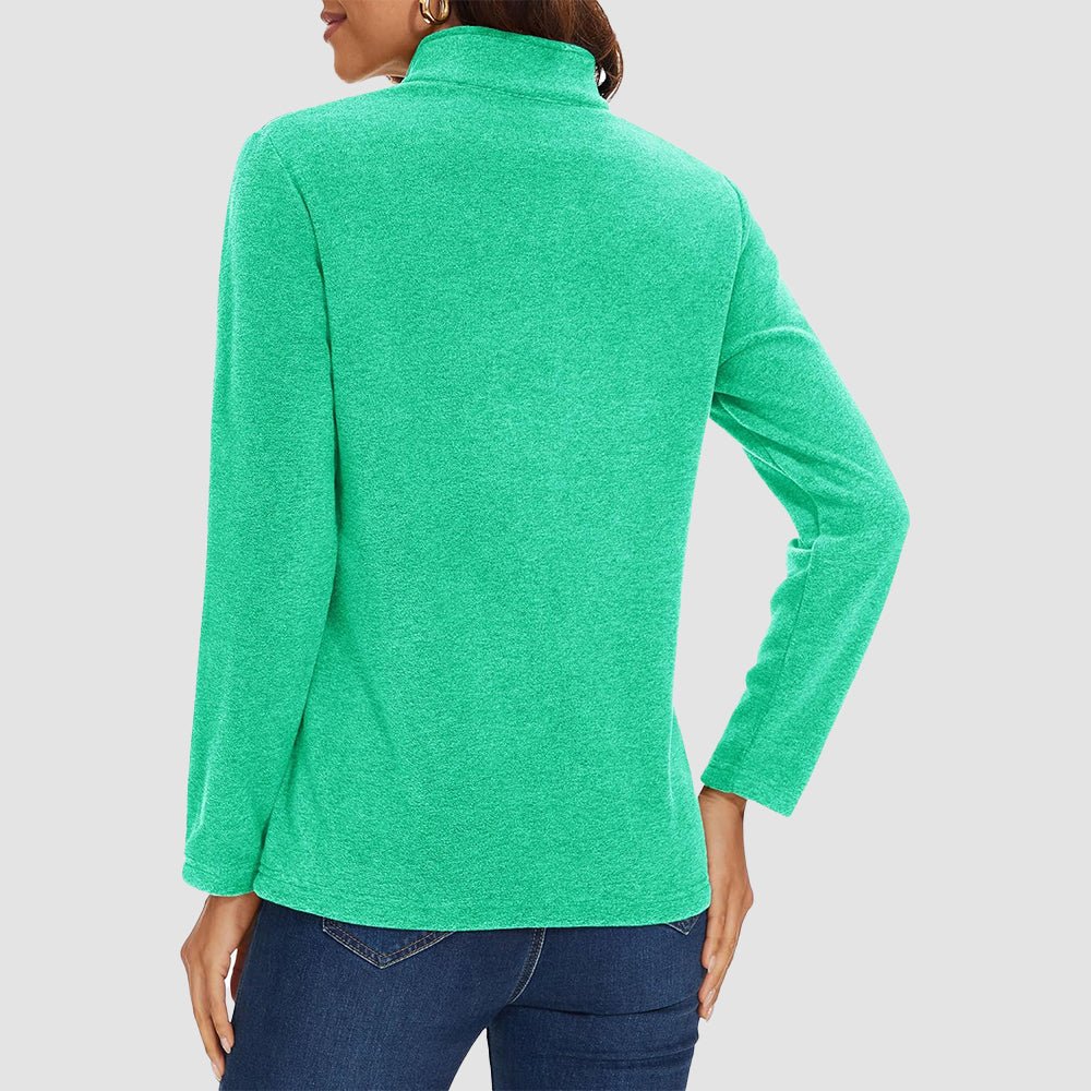 Mint Women's Quarter Zip Fleece Pullover Sweatshirt Athletic Top - MAGCOMSEN