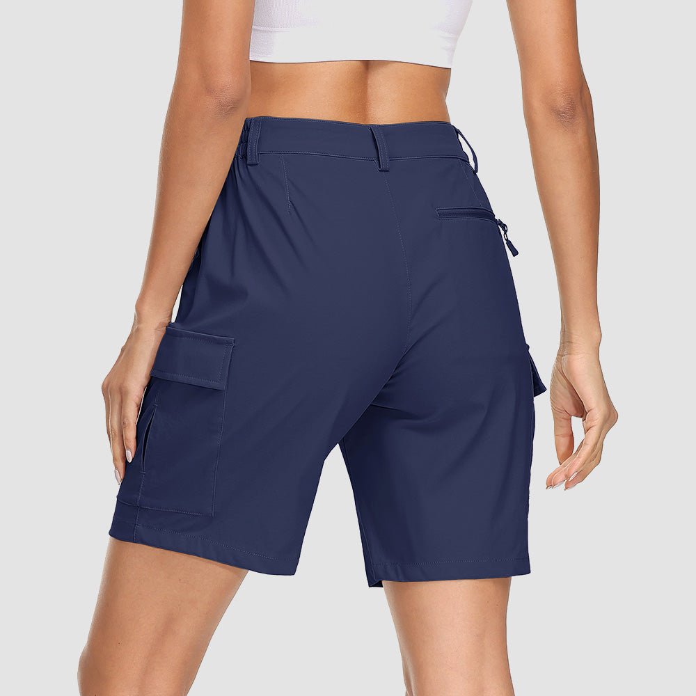 Navy Women's Quick Dry Cargo Shorts - 5 - Pocket & Ripstop - MAGCOMSEN