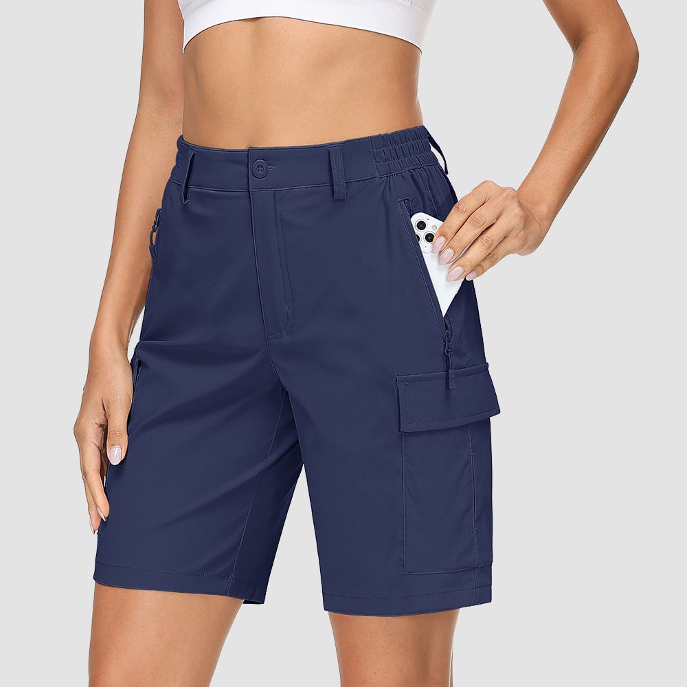 Navy Women's Quick Dry Cargo Shorts - 5 - Pocket & Ripstop - MAGCOMSEN