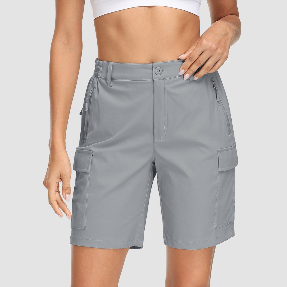Dark Grey Women's Quick Dry Cargo Shorts - 5 - Pocket & Ripstop - MAGCOMSEN