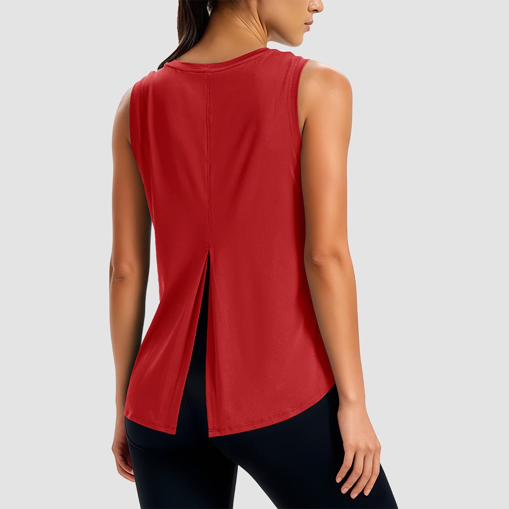 True Red Women's Quick - Dry Yoga Muscle Tank (Open Back) - MAGCOMSEN