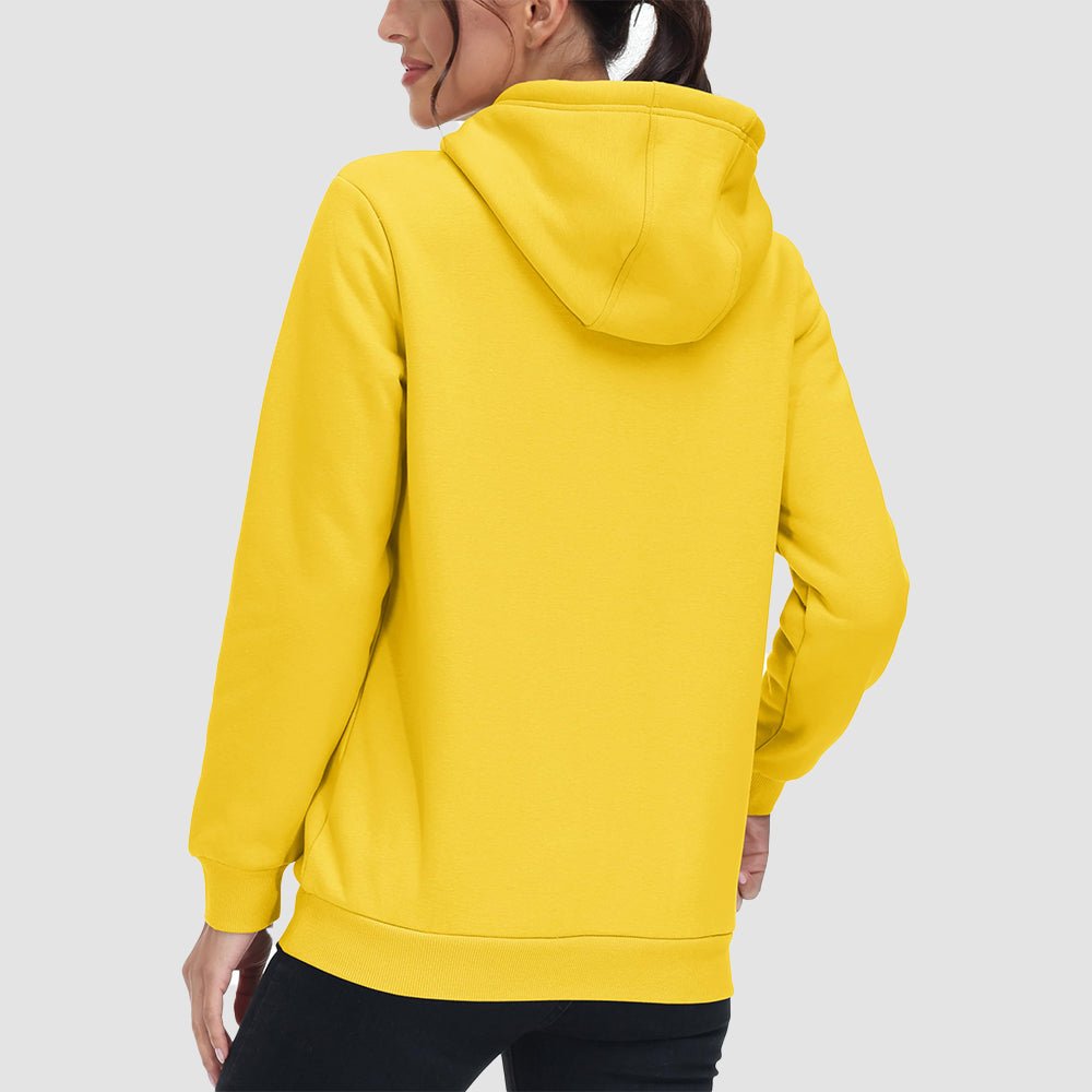 Yellow Women's Sherpa Hoodie - Fleece Lined & Kangaroo Pocket - MAGCOMSEN