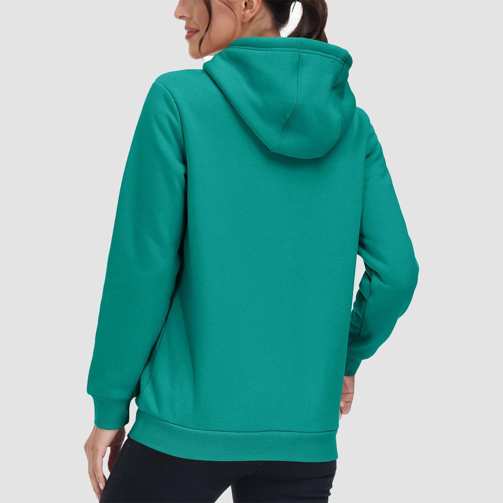 Jade Green Women's Sherpa Hoodie - Fleece Lined & Kangaroo Pocket - MAGCOMSEN