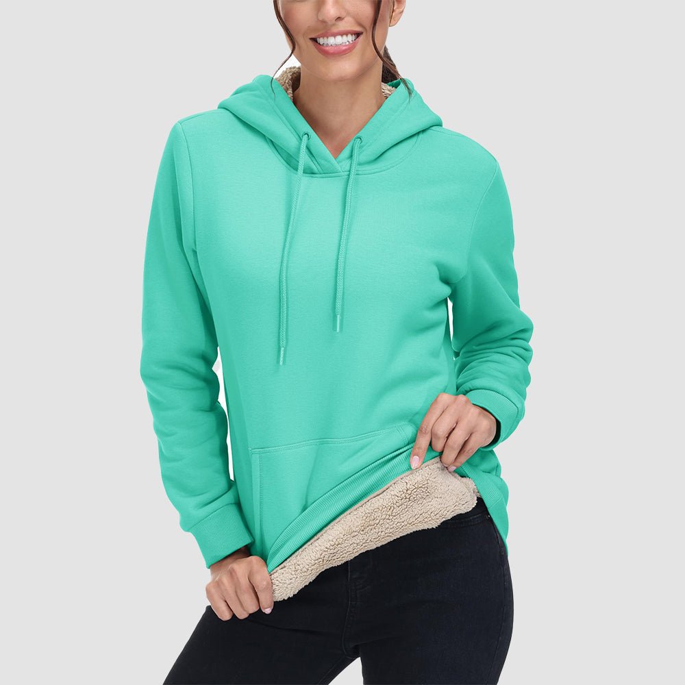 Mint Women's Sherpa Hoodie - Fleece Lined & Kangaroo Pocket - MAGCOMSEN