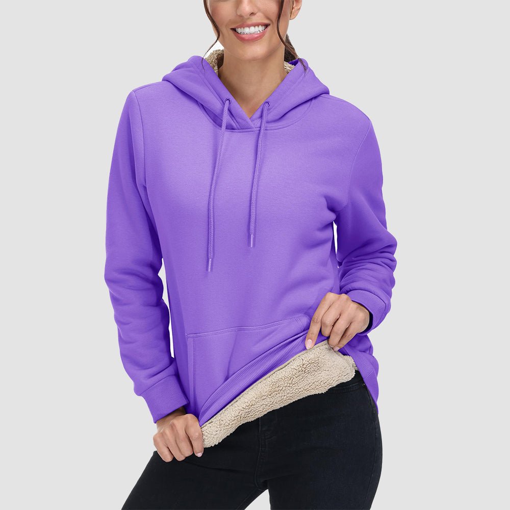 Violet Women's Sherpa Hoodie - Fleece Lined & Kangaroo Pocket - MAGCOMSEN